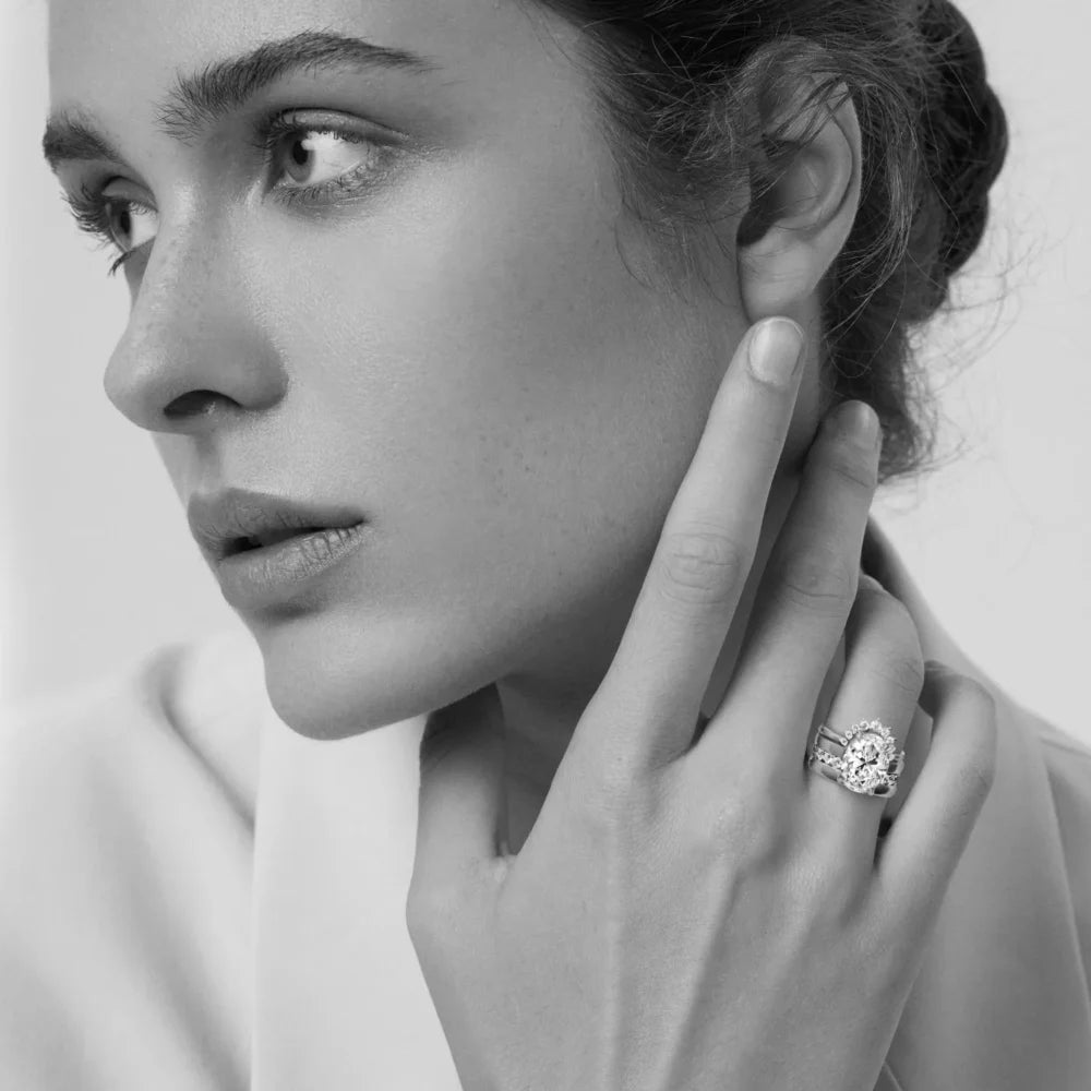 Stackable Diamond Ring with Adjustable Open Band
