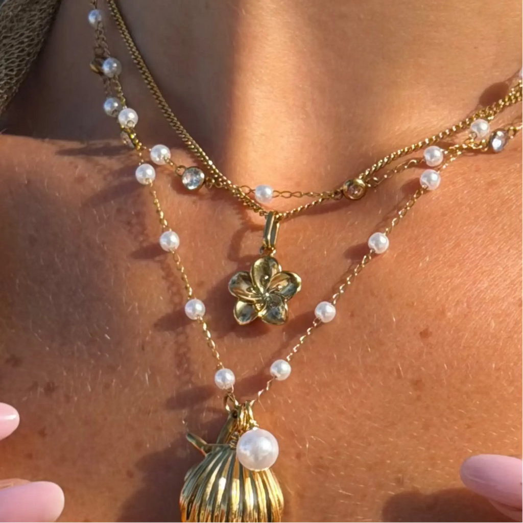 Gold Plated Women's Hypoallergenic Hibiscus Necklace