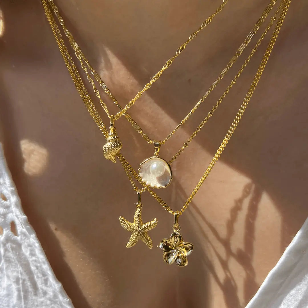 Gold Plated Women's Hypoallergenic Hibiscus Necklace
