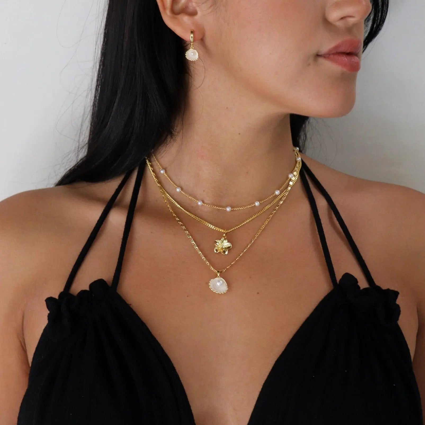 Gold Plated Women's Hypoallergenic Hibiscus Necklace