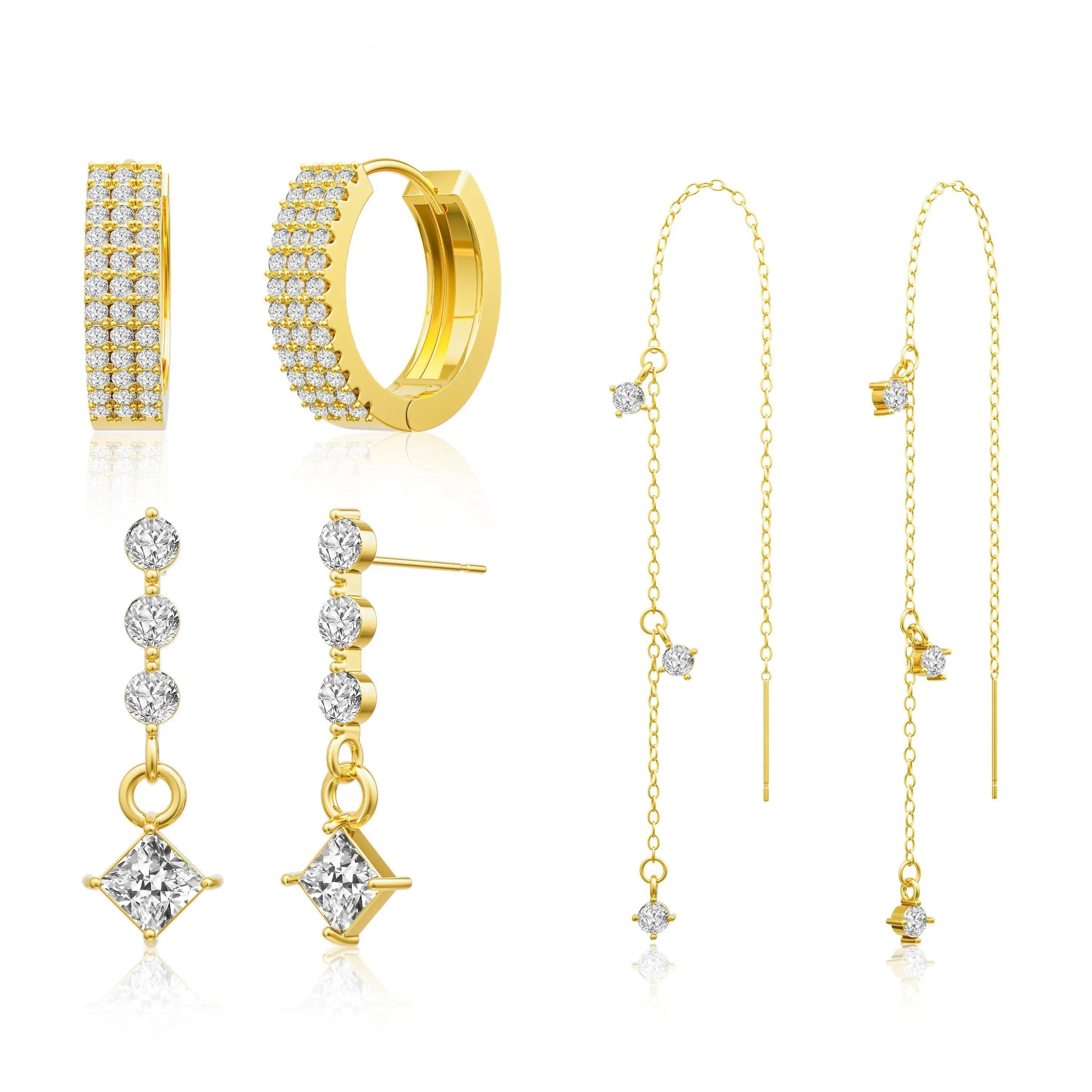 3 Layered Chain Earrings For Women