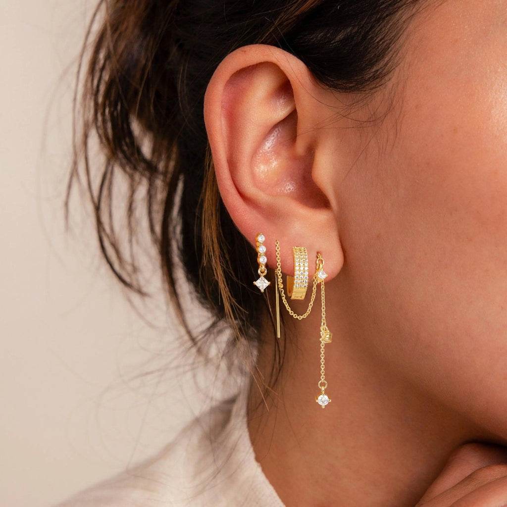 3 Layered Chain Earrings For Women