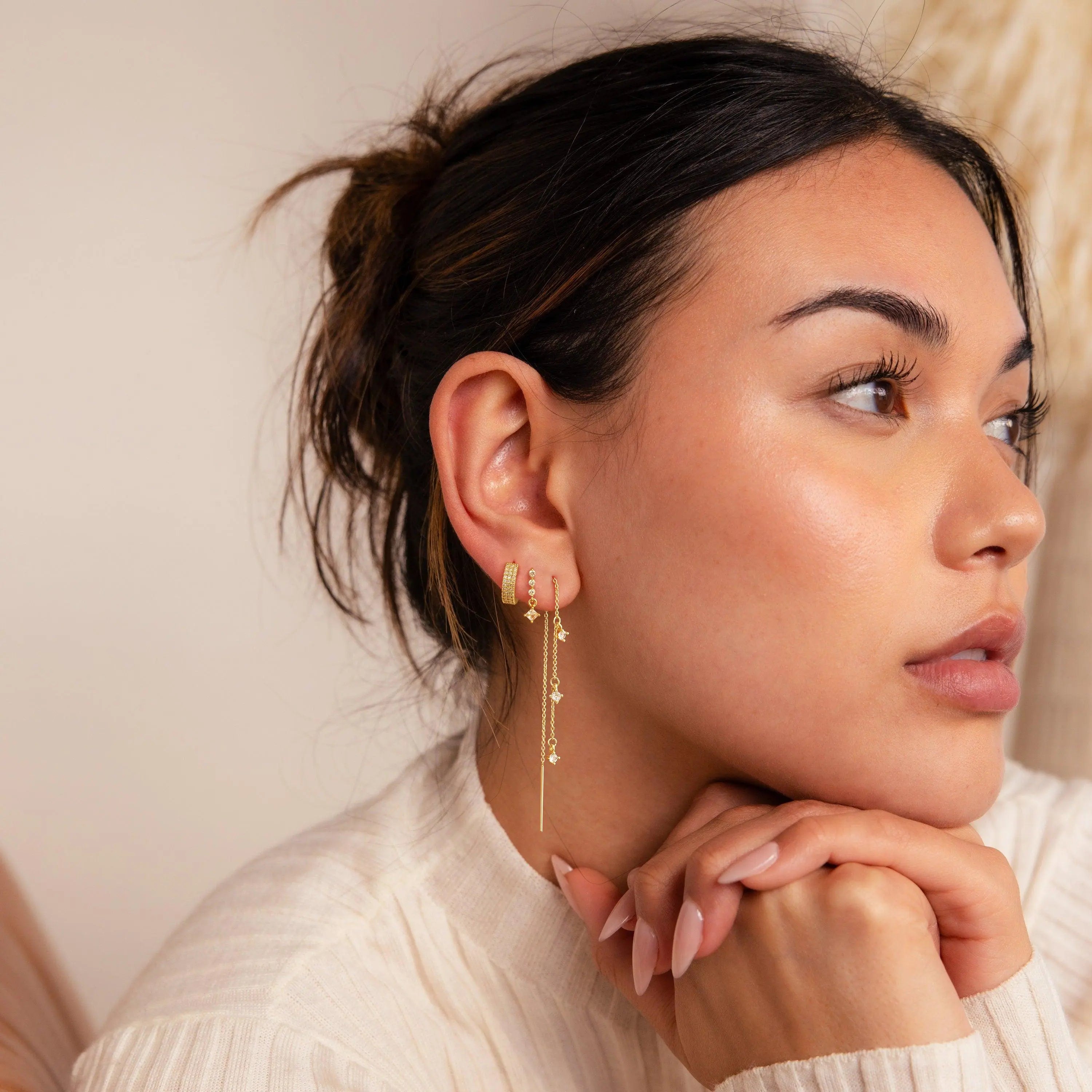 3 Layered Chain Earrings For Women