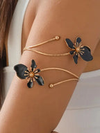 Elegant Floral Open Cuff Armlet