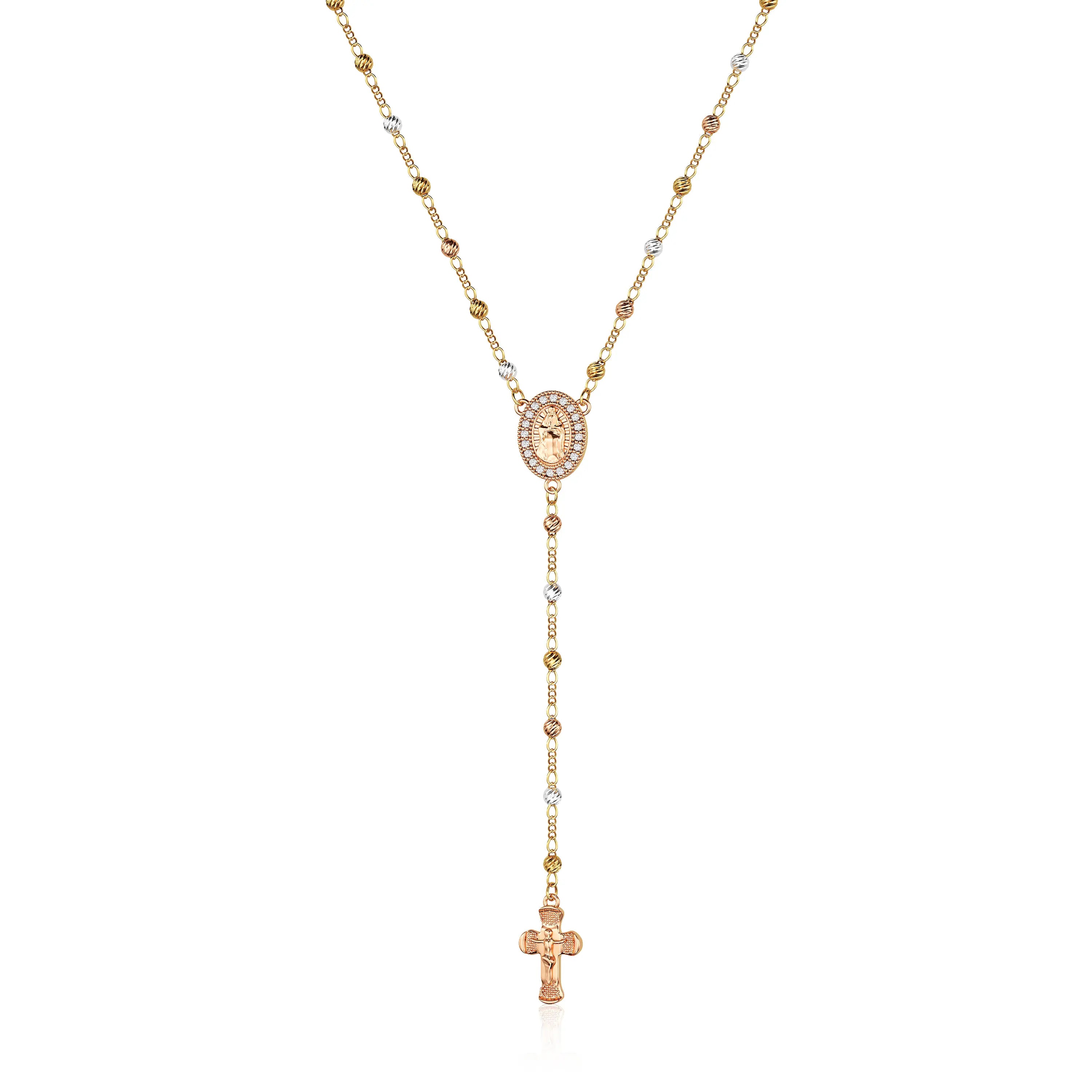 Gold Virgin Mary Cross Necklace