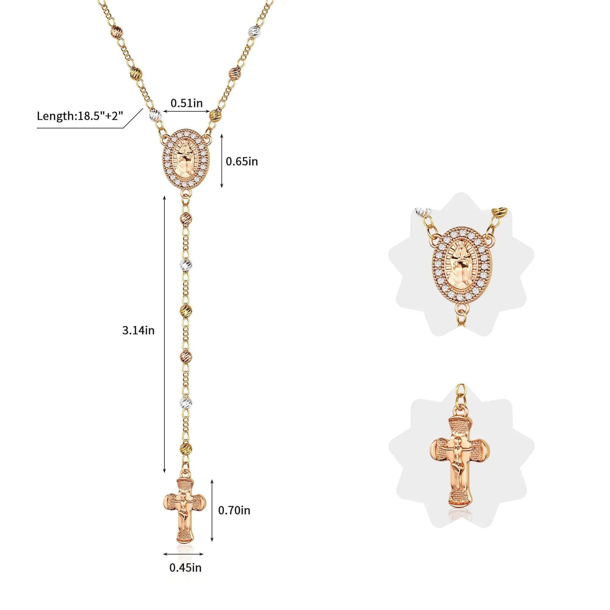 Gold Virgin Mary Cross Necklace