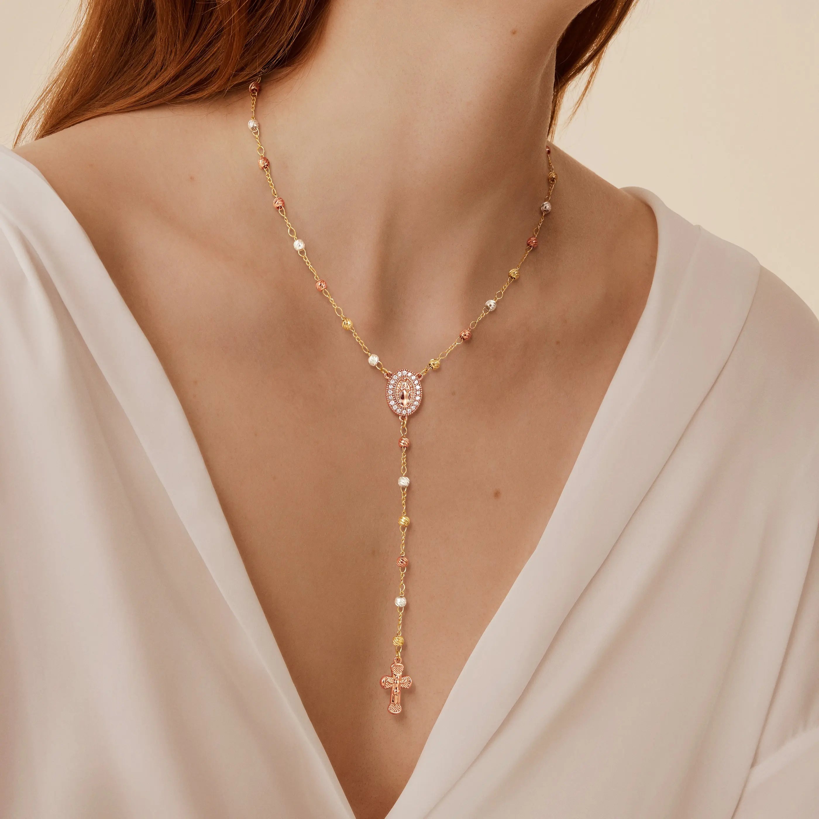 Gold Virgin Mary Cross Necklace