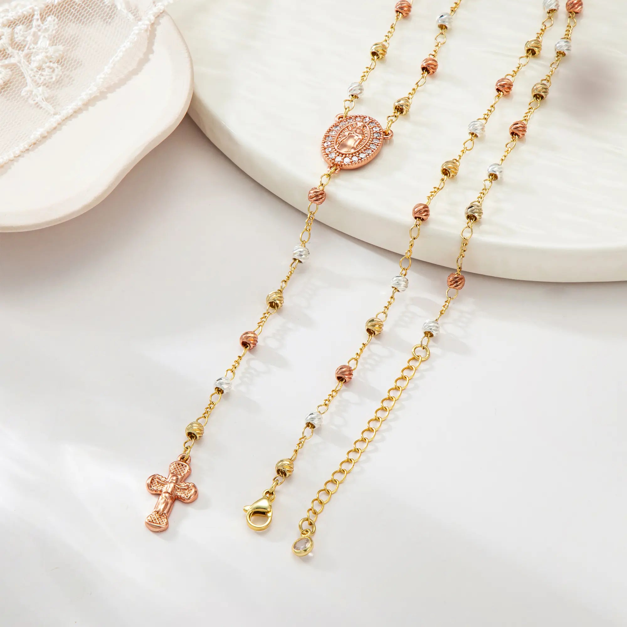 Gold Virgin Mary Cross Necklace
