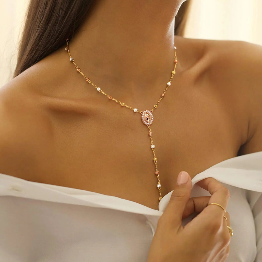 Gold Virgin Mary Cross Necklace
