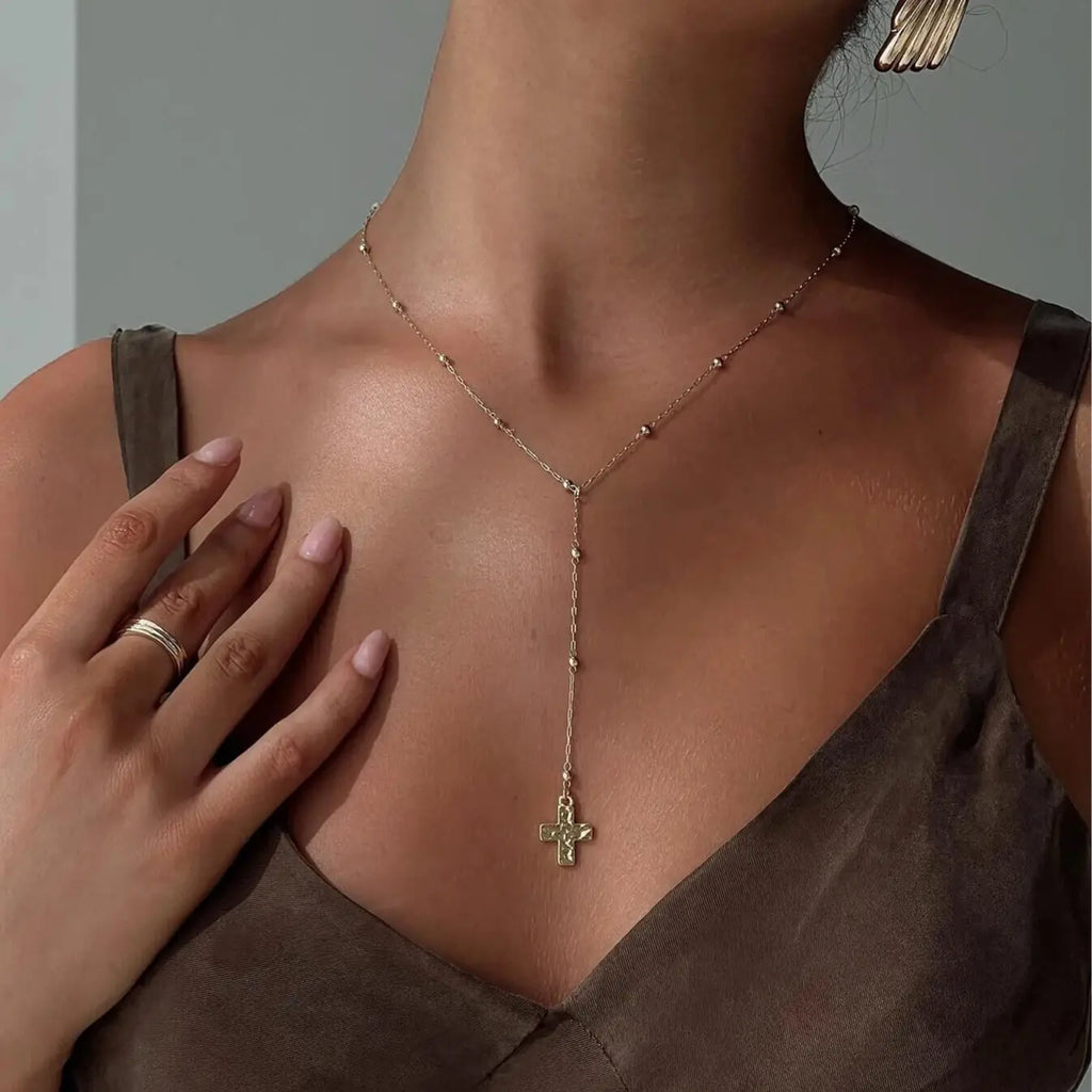 Gold Virgin Mary Cross Necklace