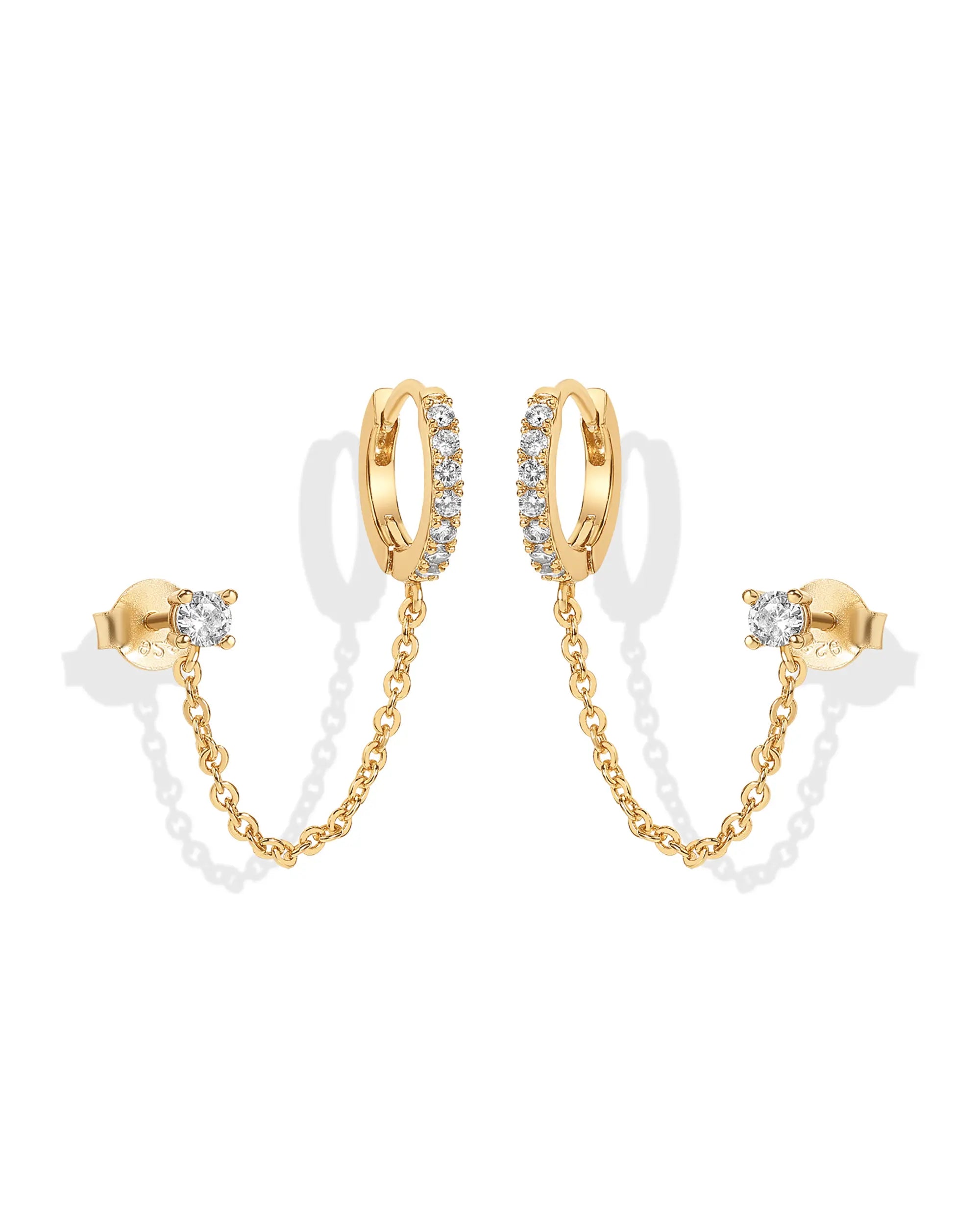 14K Gold Plated Chain Earrings for Women