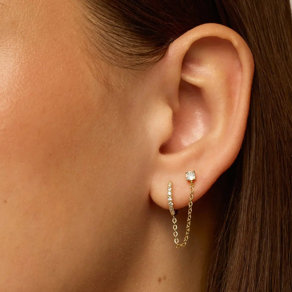 14K Gold Plated Chain Earrings for Women