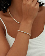 4K Gold Plated 3mm Cubic Zirconia Classic Tennis Bracelet