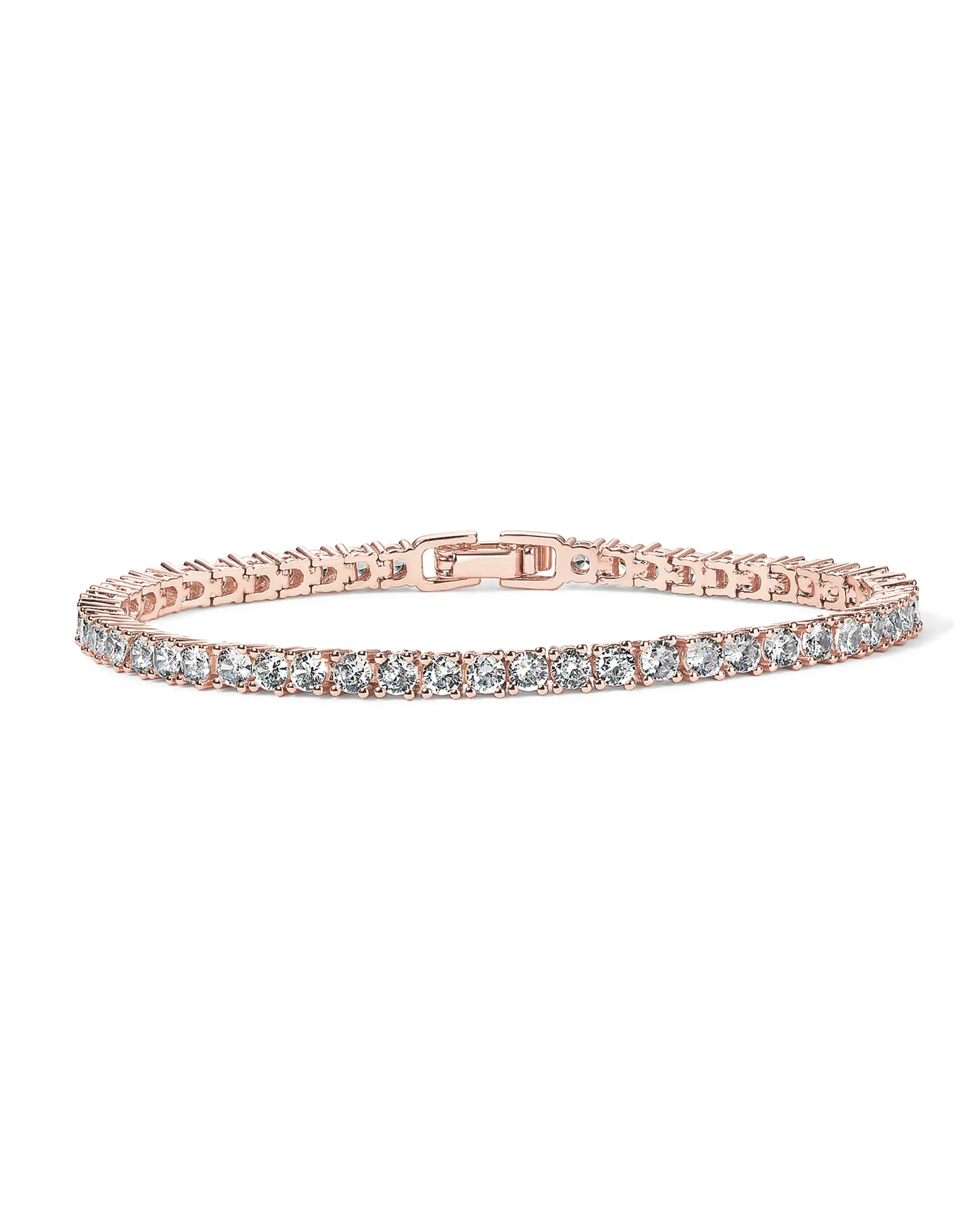 4K Gold Plated 3mm Cubic Zirconia Classic Tennis Bracelet