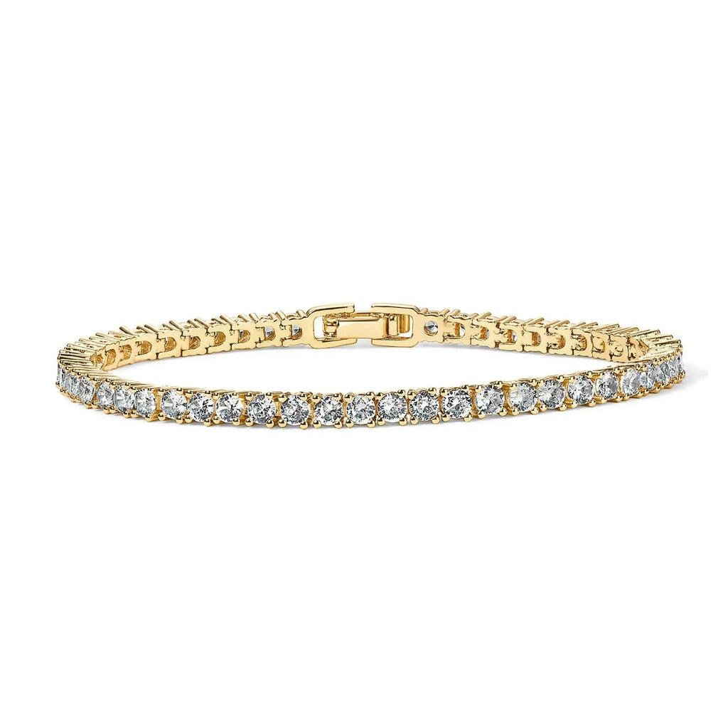4K Gold Plated 3mm Cubic Zirconia Classic Tennis Bracelet
